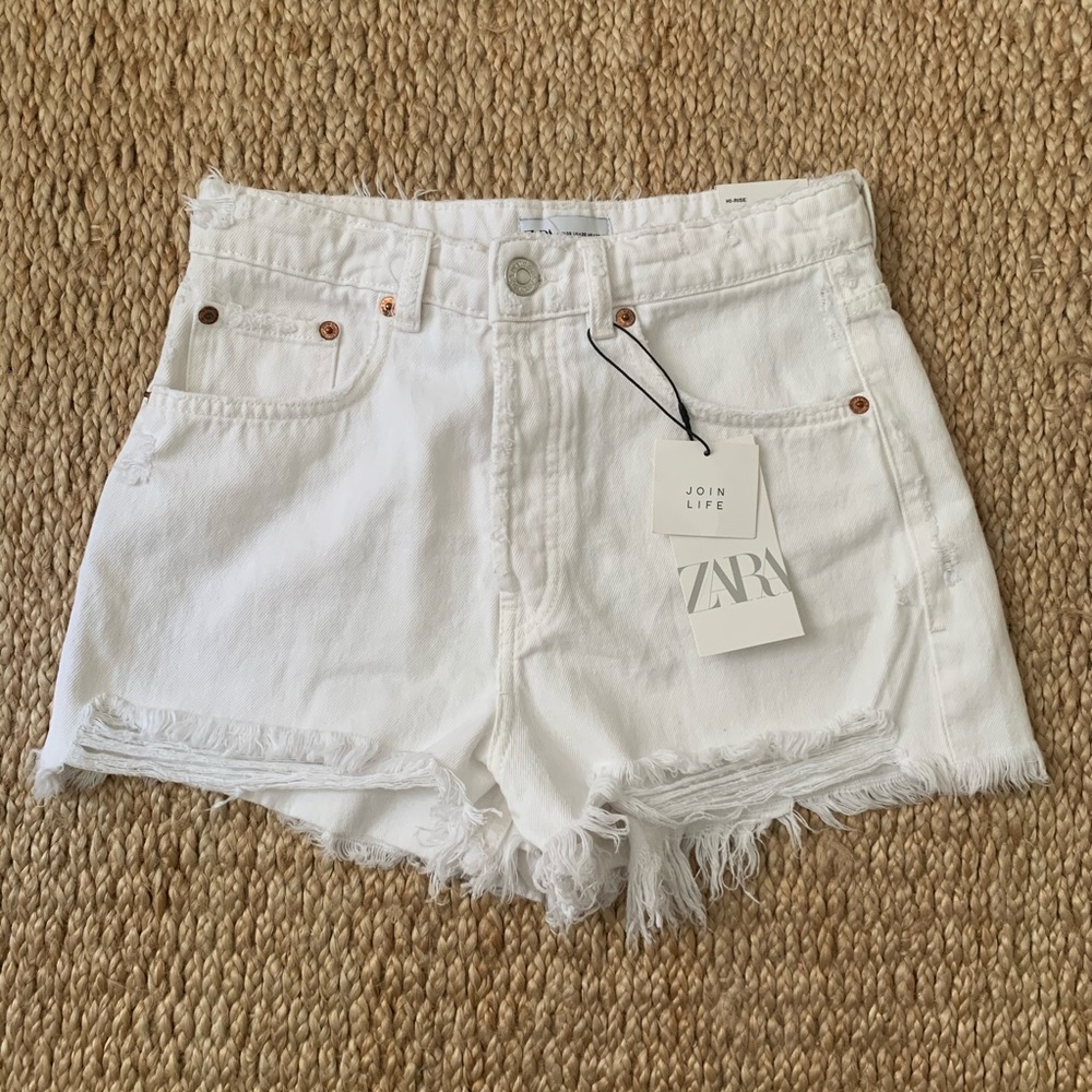 High rise denim shorts